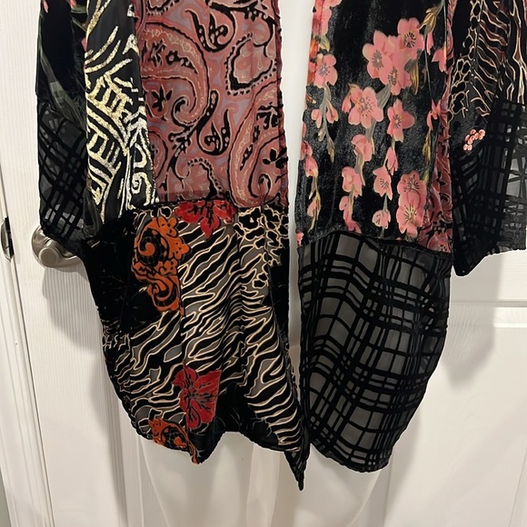 Women’s floral sheer velour kimono cardigan one size - Picture 4 of 5